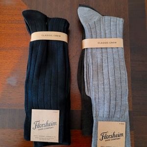 Florsheim Classic Crew Dress Socks - 2 Black - 1 Grey - 1 Brown